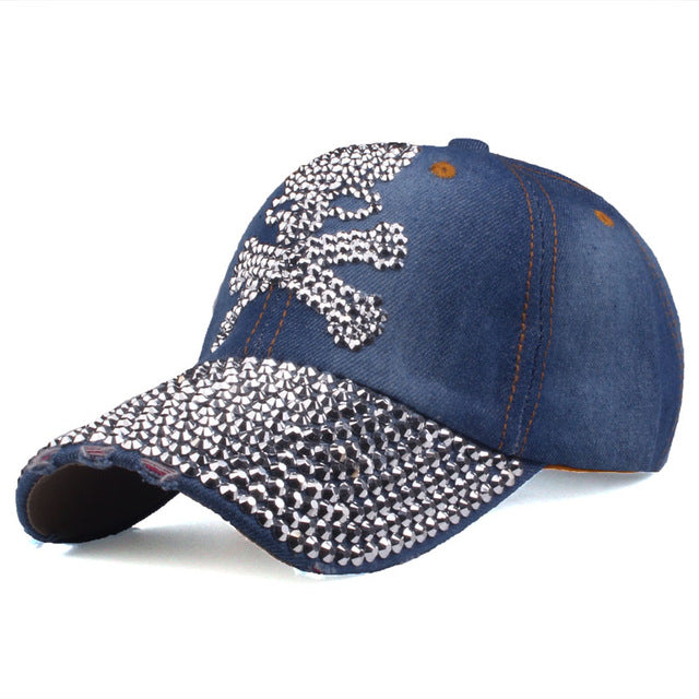 Baseball caps for women and men Casual Rhinestones Skull cap new fashion high quality Unisex hat Female Peaked cap