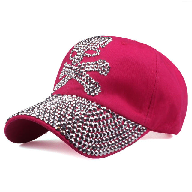 Baseball caps for women and men Casual Rhinestones Skull cap new fashion high quality Unisex hat Female Peaked cap