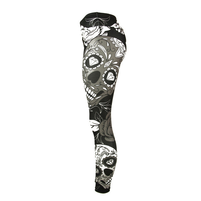 Sports Leggings Yoga Pants Blue Sugar Skull Women Fitness Rapper Leggings Tight Pants Gym Training Sports Running Legging