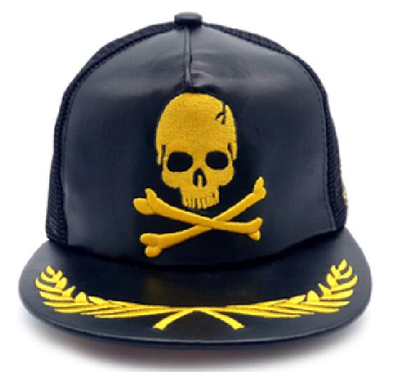 Unisex Hip Hop Hats Skull Metal Plain Snapback Caps Men Casual Outdoor Sun Hat Baseball Cap Flat-brimmed Hat