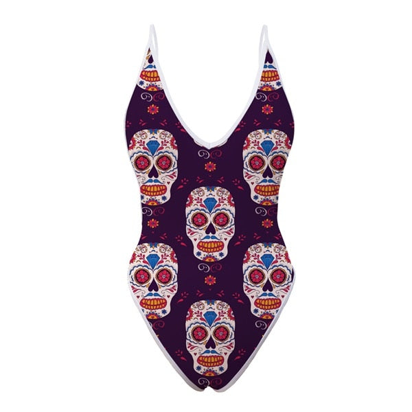 Sugar Skull Pattern Woman Summer Sexy One piece