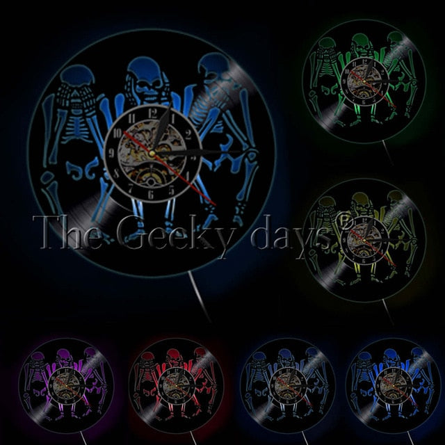 Skulls See No Hear No Speak No Evil Wall Clock