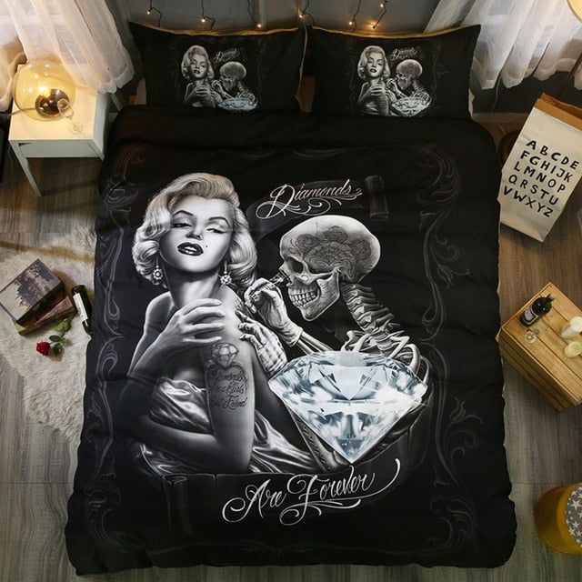 Warrior Skull Printed Duvet Cover Set 2/3pcs Single Queen King Bedclothes Bed Linen Bedding Sets