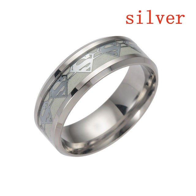 Trendy Luminous Stainless Steel Ring New Arrival Charm Glow In the Dark Ring for Couples Women& Men Jewelry 6-13 Size