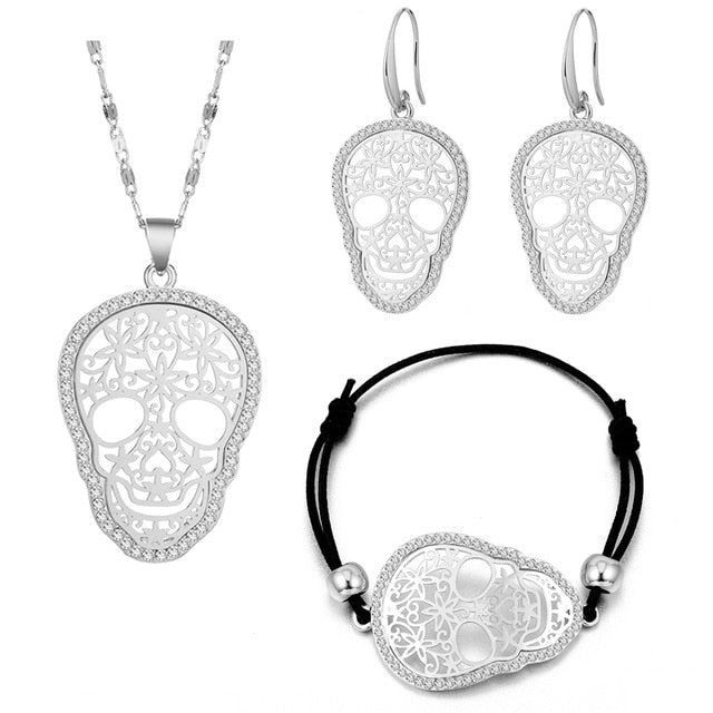 Vintage Punk Sugar skull Jewelry Set for Women Fashion Jewelry