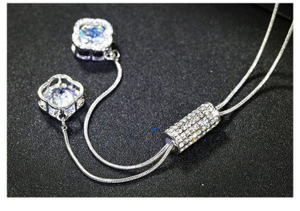 Luxury bohemia Accessories Zircon Snowflake Sweater chain Long Wild snow Necklace Dress Pendant Crystal Jewelry
