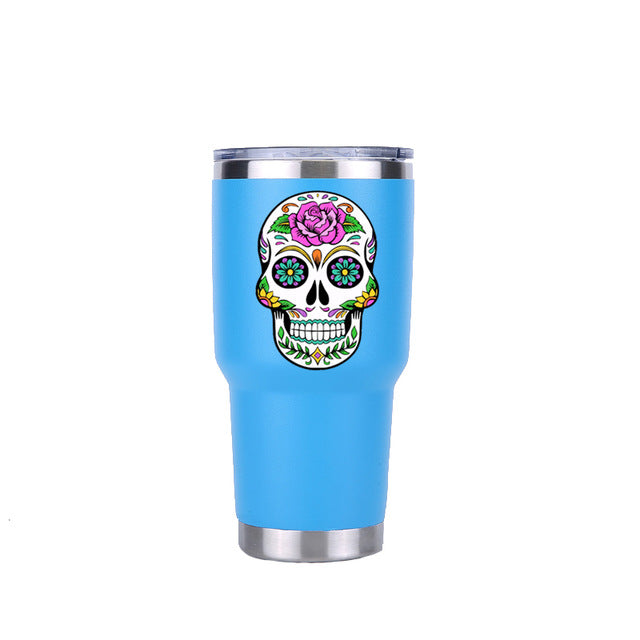 Sugar Skull 30 oz Tumbler Double Wall Vacuum Flasks Insulated Stainless Steel
