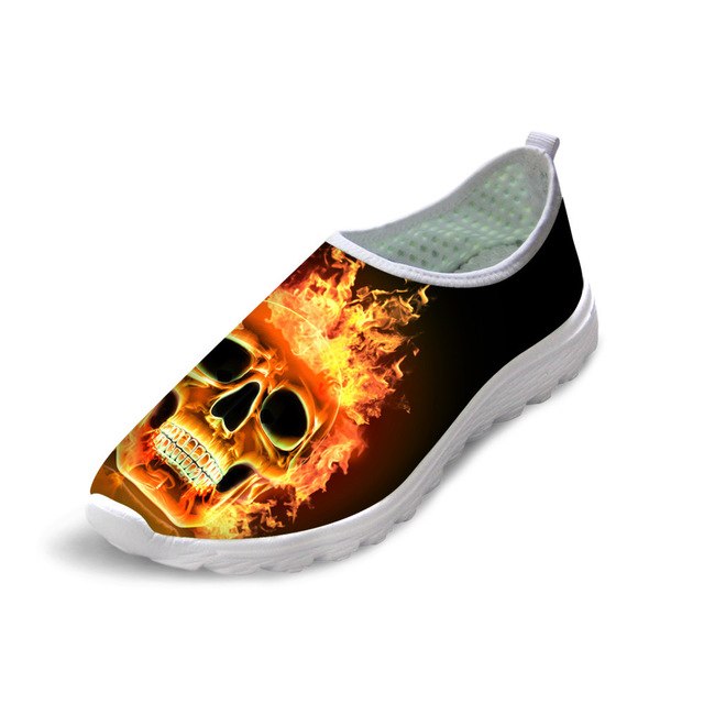 New Mesh Flat Shoes Men's Fashion Skull Fire Summer Smeakers Zapato Breathable Footwear Beach Water Shoes Man Boys Loafers