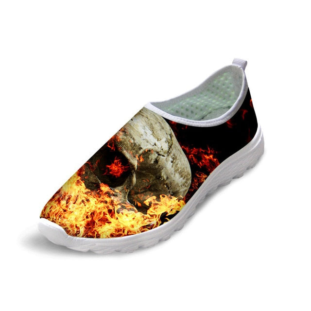 New Mesh Flat Shoes Men's Fashion Skull Fire Summer Smeakers Zapato Breathable Footwear Beach Water Shoes Man Boys Loafers