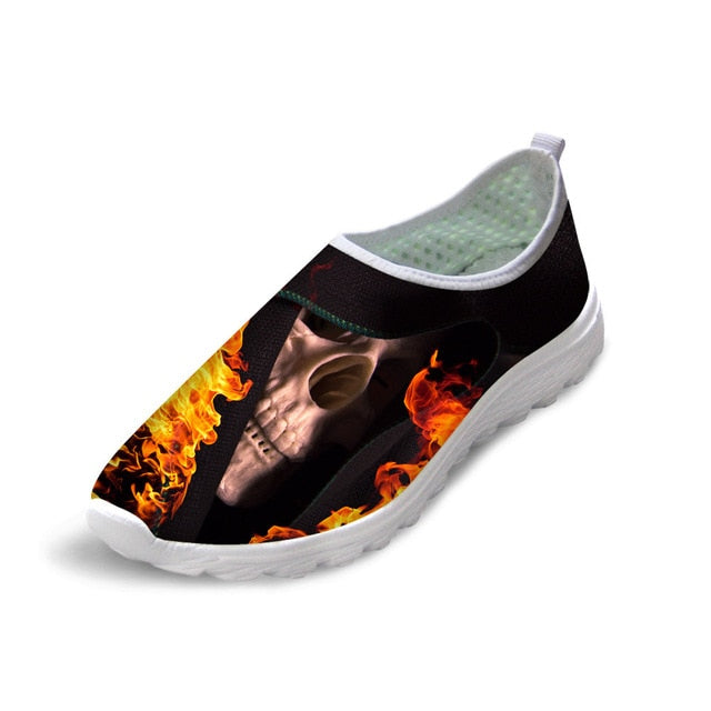 New Mesh Flat Shoes Men's Fashion Skull Fire Summer Smeakers Zapato Breathable Footwear Beach Water Shoes Man Boys Loafers