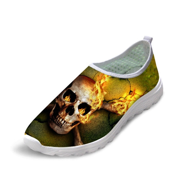 New Mesh Flat Shoes Men's Fashion Skull Fire Summer Smeakers Zapato Breathable Footwear Beach Water Shoes Man Boys Loafers