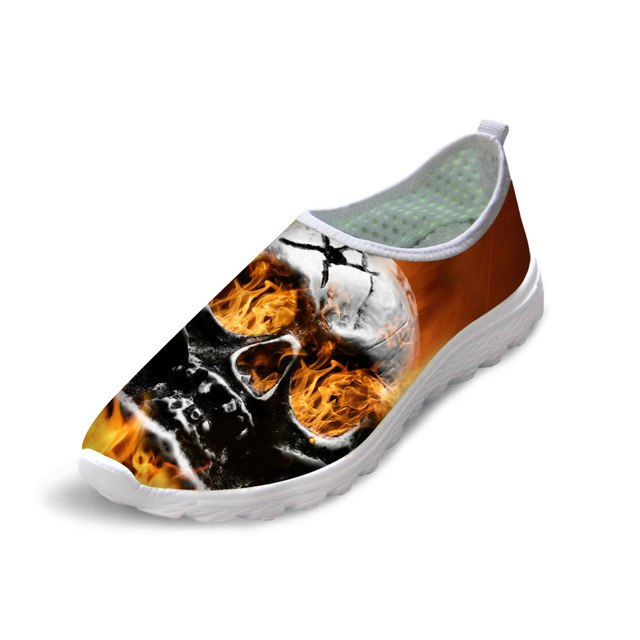 New Mesh Flat Shoes Men's Fashion Skull Fire Summer Smeakers Zapato Breathable Footwear Beach Water Shoes Man Boys Loafers