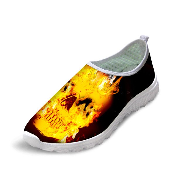 New Mesh Flat Shoes Men's Fashion Skull Fire Summer Smeakers Zapato Breathable Footwear Beach Water Shoes Man Boys Loafers