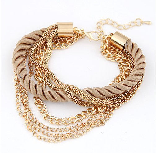 Gold Color Multilayer Beaded Pendant Bracelets and Bangles Fashion Women Heart Butterfly Charm Bracelet Jewelry Accessories