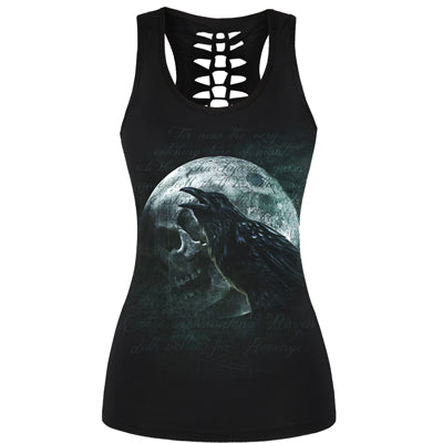New Design 3D Skeleton Skull Cat Printed Black Tops Hollow Out Sleeveless Tank Vest Tops O-neck Fitness Sporting Tee Shirts