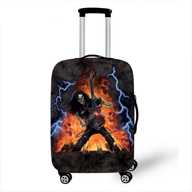 Punk Rock Guitar Rose Skull Suitcase Cover Travel Accessories Elastic Protective Luggage Covers Anti-dust Case Cover 18-28 inch