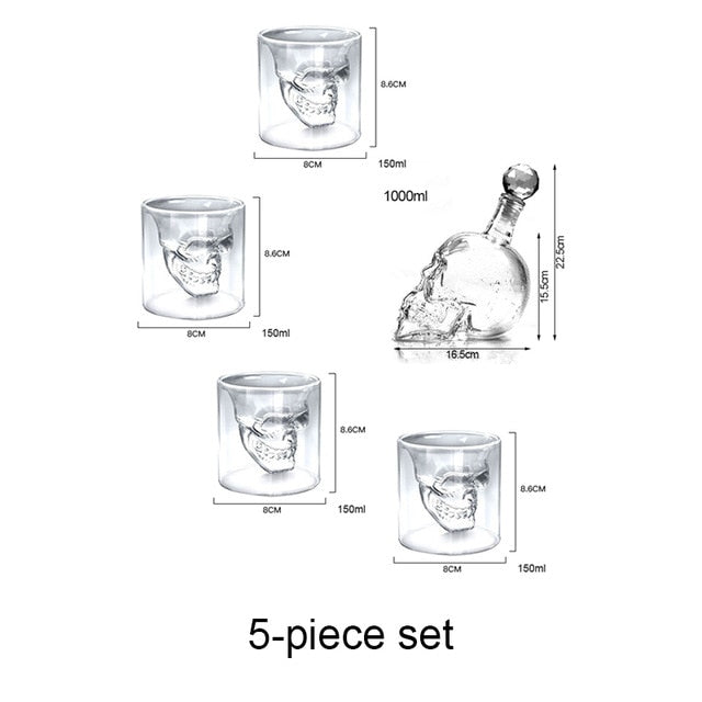 5 PCS Doomed Skull Head Shot Glass Cup Beer Mug Wine Glass Mug
