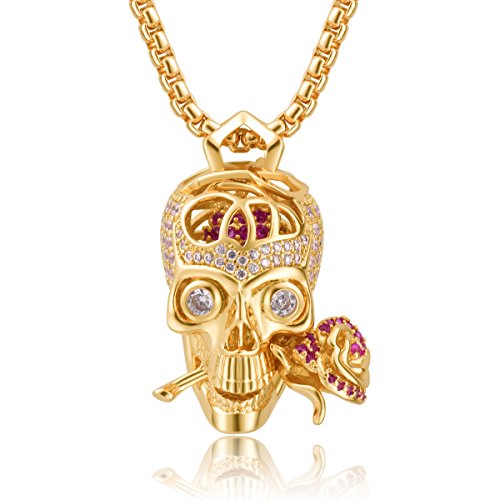 Romance Forever Skull & Rose Charm Unisex Pendant Necklace - Ship to US & CA only