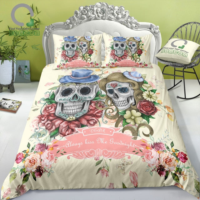 3D Digital Printing Duvet cover set skull couple