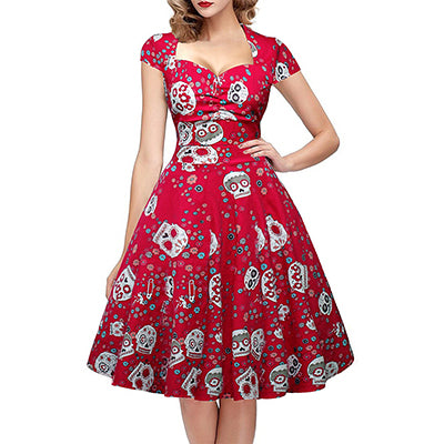 Women Vintage 50s 60s Square Collar Wrapped Chest Plus Size 4XL Swing Rockabilly Pin Up Dress
