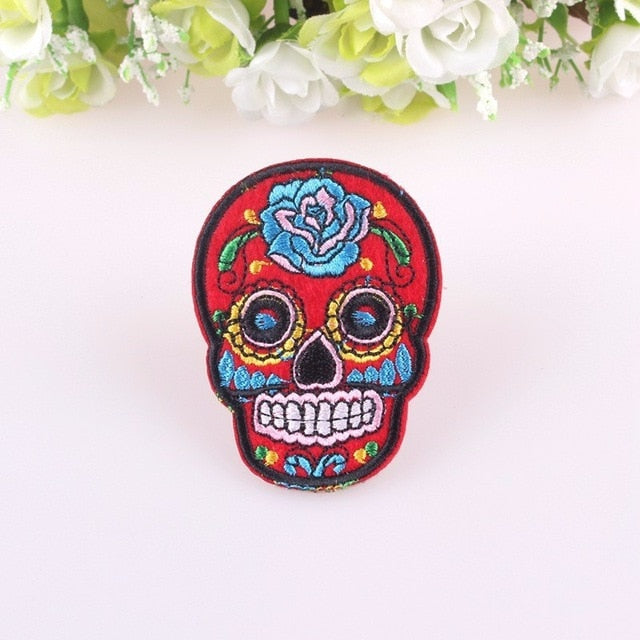 Set of 10 random sugar Skull Embroidery Patches