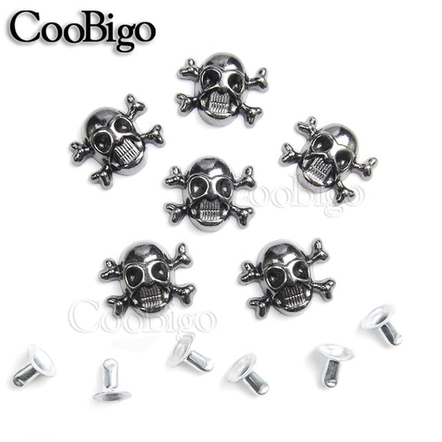 100pcs 12x14.5mm Skull Cross Bone Rivet Studs Spikes Punk DIY Leather Craft for Apparel Clothing Shoe Bag Parts Accessories