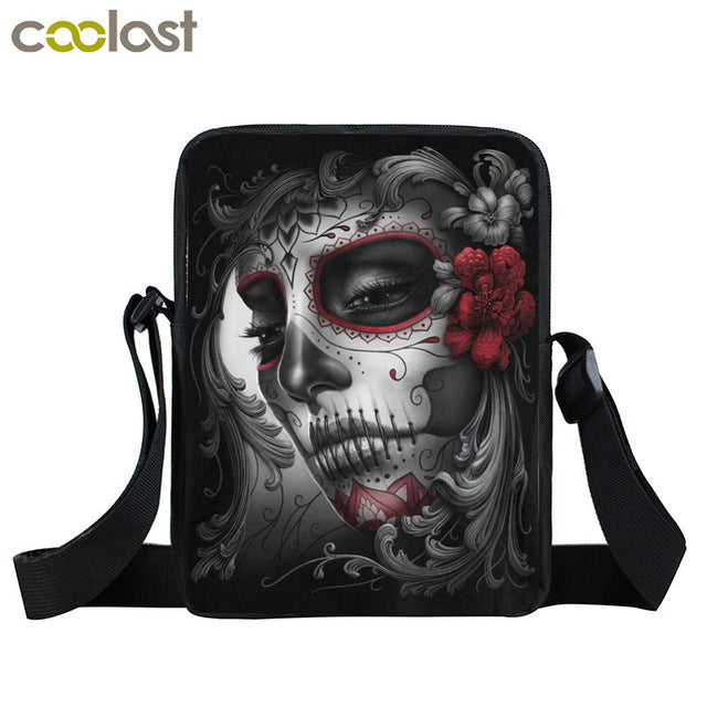 Dark Gothic Angel Skull Mini Messenger Bag Girls Ladies Shoulder Bags Grim Reaper Punk Women Cross Bag Kids Gift Bags Bookbag