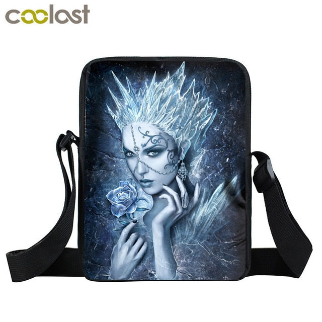 Dark Gothic Angel Skull Mini Messenger Bag Girls Ladies Shoulder Bags Grim Reaper Punk Women Cross Bag Kids Gift Bags Bookbag