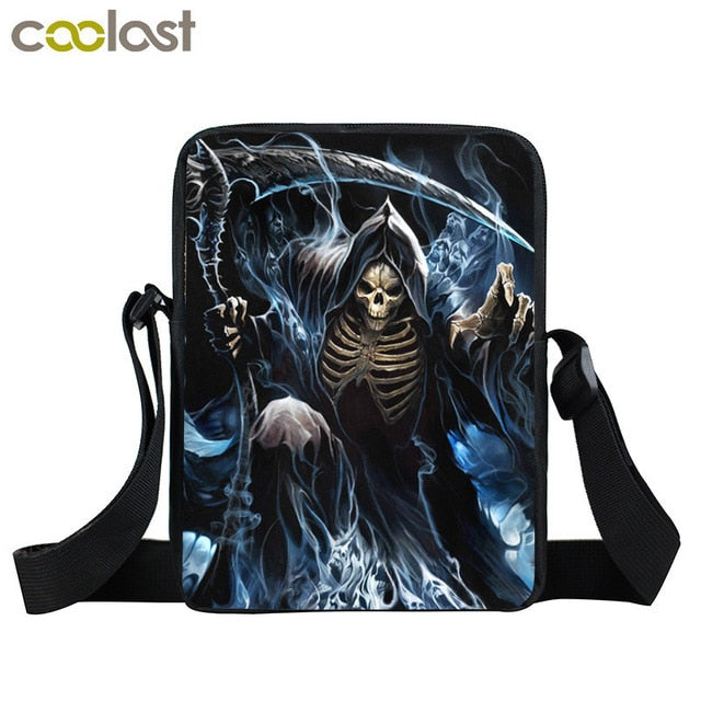 Dark Gothic Angel Skull Mini Messenger Bag Girls Ladies Shoulder Bags Grim Reaper Punk Women Cross Bag Kids Gift Bags Bookbag