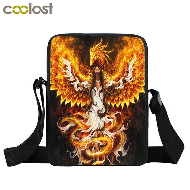 Dark Gothic Angel Skull Mini Messenger Bag Girls Ladies Shoulder Bags Grim Reaper Punk Women Cross Bag Kids Gift Bags Bookbag
