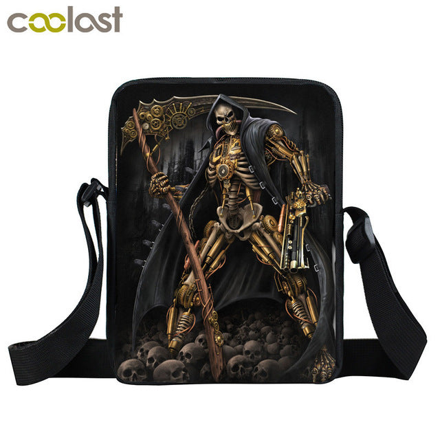 Dark Gothic Angel Skull Mini Messenger Bag Girls Ladies Shoulder Bags Grim Reaper Punk Women Cross Bag Kids Gift Bags Bookbag