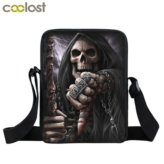 Dark Gothic Angel Skull Mini Messenger Bag Girls Ladies Shoulder Bags Grim Reaper Punk Women Cross Bag Kids Gift Bags Bookbag