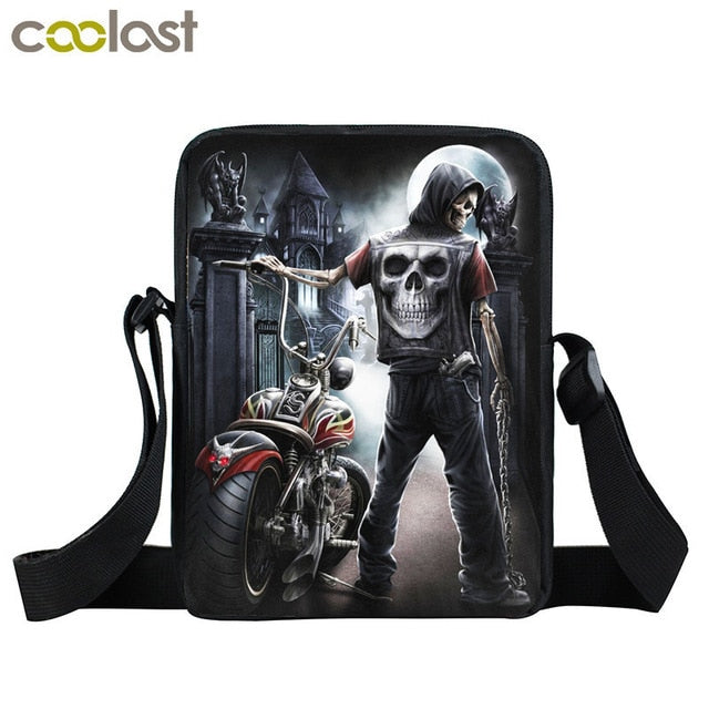 Dark Gothic Angel Skull Mini Messenger Bag Girls Ladies Shoulder Bags Grim Reaper Punk Women Cross Bag Kids Gift Bags Bookbag