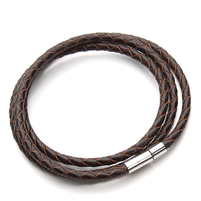 New Fashion 100% Genuine Braided Leather Bracelet Men Women Magnetic Clasps Charm Bracelets Pulseras Male Female Jewelry