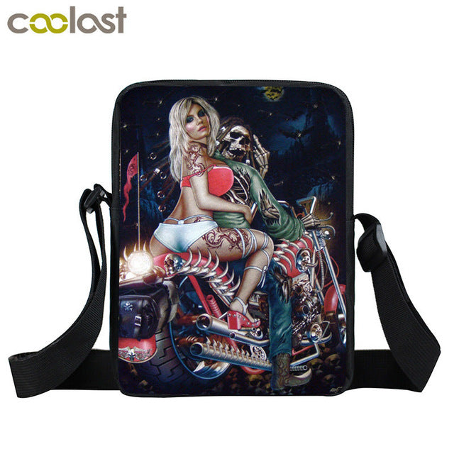 Dark Gothic Mini Messenger Bag Skull Crossbody Bags