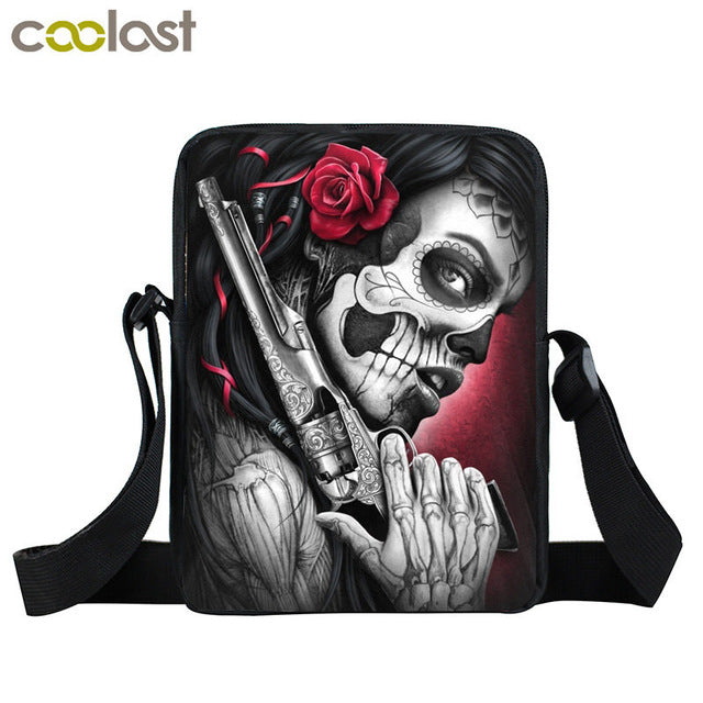 Dark Gothic Mini Messenger Bag Skull Crossbody Bags