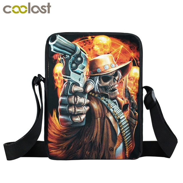 Dark Gothic Mini Messenger Bag Skull Crossbody Bags