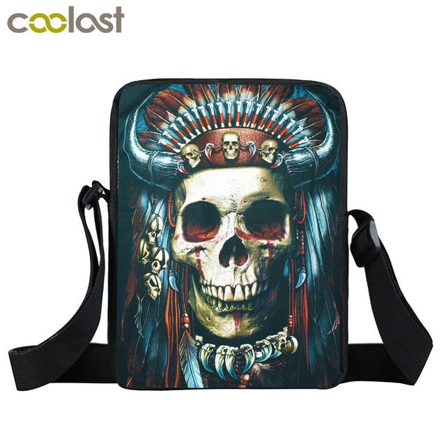 Dark Gothic Mini Messenger Bag Skull Crossbody Bags