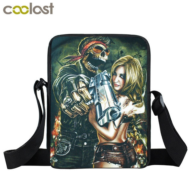 Dark Gothic Mini Messenger Bag Skull Crossbody Bags
