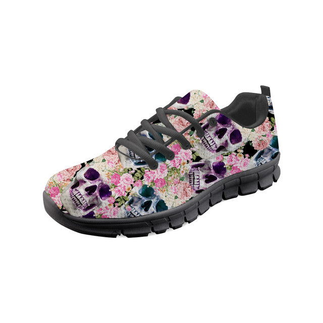 Women Shoes Sugar Skull Printing Woman Casual Sneakers Shoes Light Breathable