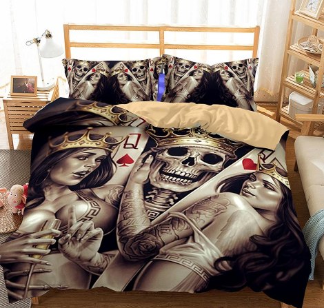 3D Skull Bedding Set Print Duvet cover set life like Bedclothes with pillowcase