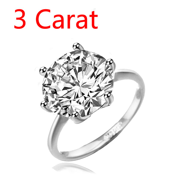 Silver Cubic Crystal Promise Wedding Rings for Women 5 Carat Bride Accessories Jewelry Rings