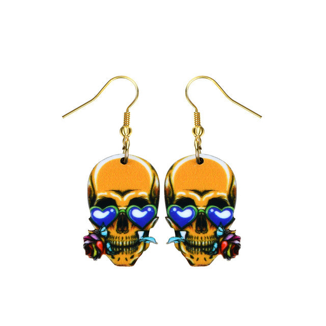 Sugar Skull Earring For Women Calavera Sugary-sweet whimsical skull Earrings Mexican Day of the Dead Halloween