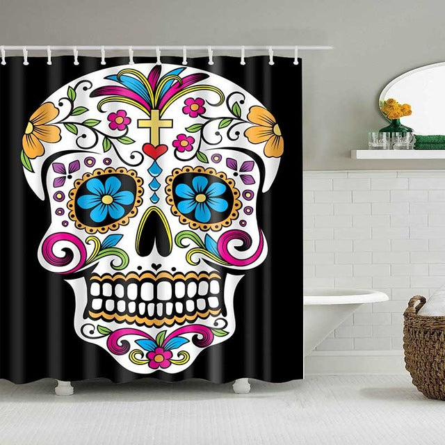 Cartoon Shower Curtains Skull Design Bathroom Curtain Custom Waterproof