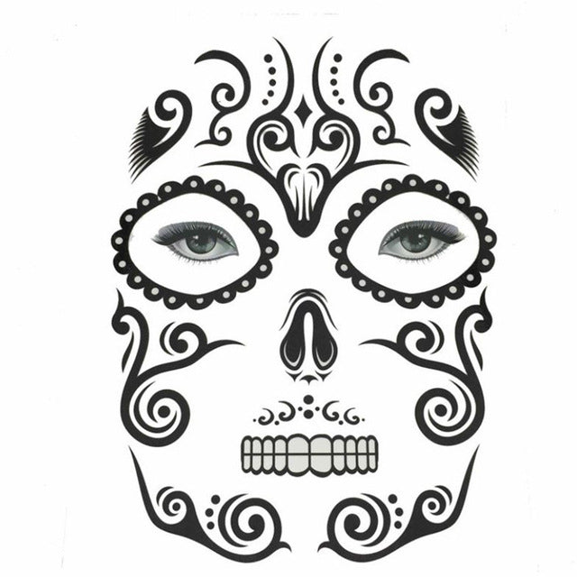 Day of the Dead temporary tattoo Costume Ball Prop art makeup tattoo stickers
