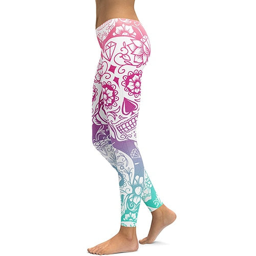 Skull 3D Printed Yoga Pants Women High Waist Gym Fitness