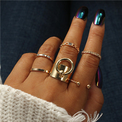 Antique Silver Carved Geometric Rings Set for Women Letter Hand Flower Knuckle Midi Rings Set Bohemian Jewelry