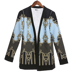 Vintage Gothic Jackets Women Autumn Winter New Slim Full Sleeve Abstract Flower Barroco Print Belt Cardigan Designer Jacket
