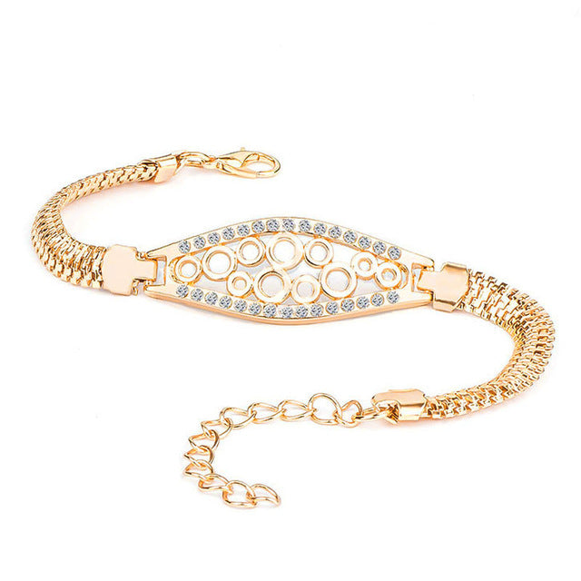 Brand Round Crystal CZ Hand Chain Bracelets for Women Gold Color Twisted Bracelet & Bangle Engagement Jewelry Wholesale