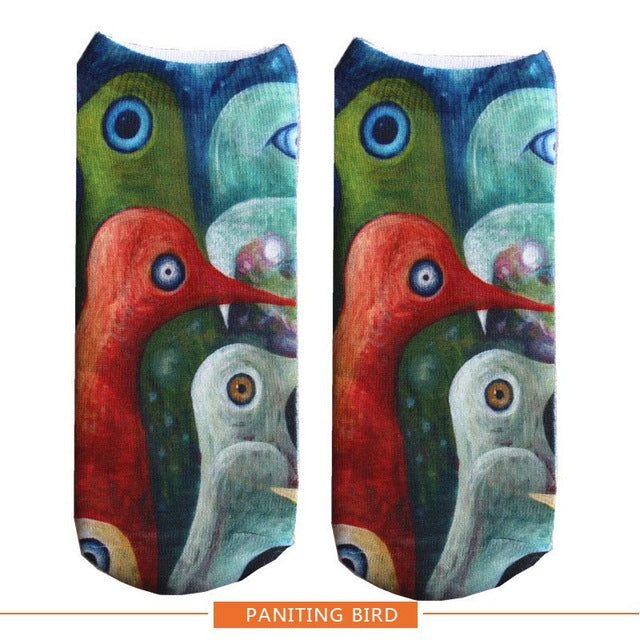 New arrival Women Low Cut Ankle Socks Funny Skull 3D Printing Sock Cotton Hosiery Gothic Punk Shantou Printed Sock